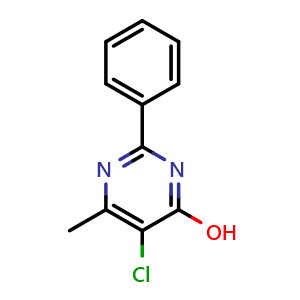 Chemical structure of 5-Chloro-6-methyl-2-phenylpyrimidin-4-ol , CAS 20551-31-9, AChemBlock AD279087