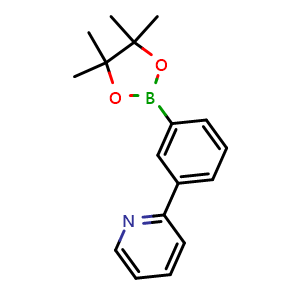 Chemical structure of 2-(3-(4,4,5,5-Tetramethyl-1,3,2-dioxaborolan-2-yl)phenyl)pyridine , CAS 453530-49-9, AChemBlock AD279088