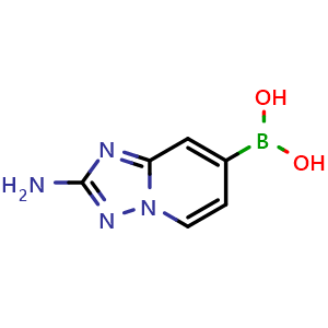 Chemical structure of (2-Amino-[1,2,4]triazolo[1,5-a]pyridin-7-yl)boronic acid , CAS 2768257-39-0, AChemBlock AD279095