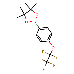 Chemical structure of 4,4,5,5-Tetramethyl-2-(4-(perfluoroethoxy)phenyl)-1,3,2-dioxaborolane , CAS 1818380-85-6, AChemBlock AD279097
