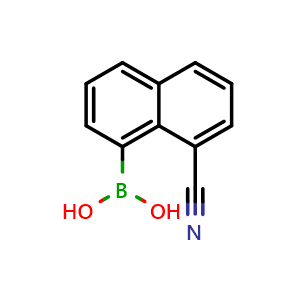 Chemical structure of (8-Cyanonaphthalen-1-yl)boronic acid , CAS 2116503-34-3, AChemBlock AD279099