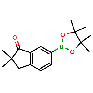 Chemical structure of 2,2-Dimethyl-6-(4,4,5,5-tetramethyl-1,3,2-dioxaborolan-2-yl)-2,3-dihydro-1H-inden-1-one , CAS 2460706-33-4, AChemBlock AD279118