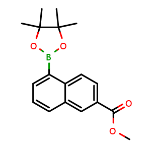 Chemical structure of Methyl 5-(4,4,5,5-tetramethyl-1,3,2-dioxaborolan-2-yl)-2-naphthoate , CAS 3033274-74-4, AChemBlock AD279121