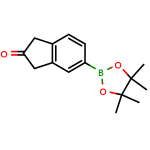 Chemical structure of 5-(4,4,5,5-Tetramethyl-1,3,2-dioxaborolan-2-yl)-1,3-dihydro-2H-inden-2-one , CAS 2674031-23-1, AChemBlock AD279122