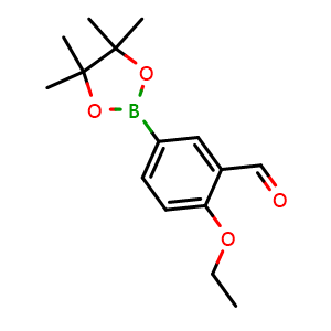 Chemical structure of 2-Ethoxy-5-(4,4,5,5-tetramethyl-1,3,2-dioxaborolan-2-yl)benzaldehyde , CAS 2230179-50-5, AChemBlock AD279127