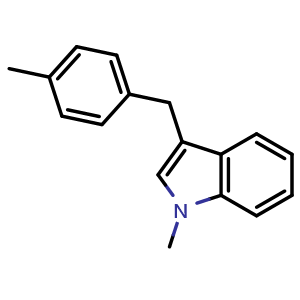 Chemical structure of1-Methyl-3-(4-methylbenzyl)-1H-indole, CAS 1416981-88-8, AChemBlock AD279134
