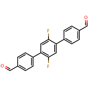 Chemical structure of 2',5'-Difluoro-[1,1':4',1''-terphenyl]-4,4''-dicarbaldehyde , CAS 1998167-76-2, AChemBlock AD279138