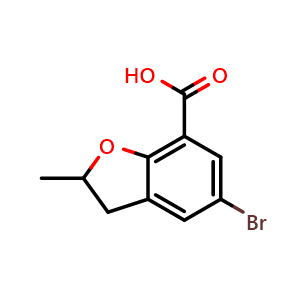 Chemical structure of 5-Bromo-2-methyl-2,3-dihydrobenzofuran-7-carboxylic acid , CAS 35850-08-9, AChemBlock AD279139