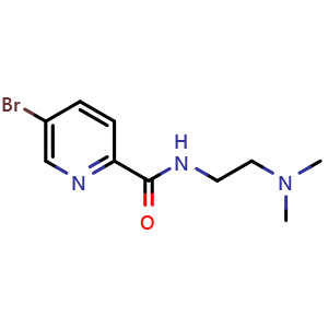 Chemical structure of 5-Bromo-N-(2-(dimethylamino)ethyl)picolinamide , CAS 1289059-58-0, AChemBlock AD279142