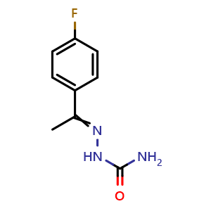 Chemical structure of 2-(1-(4-Fluorophenyl)ethylidene)hydrazine-1-carboxamide , CAS 326-33-0, AChemBlock AD279145