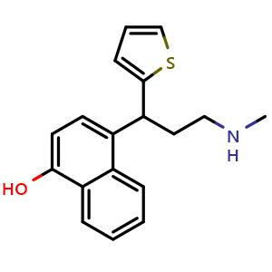 Chemical structure of 4-[3-(Methylamino)-1-(2-thienyl)propyl]-1-naphthalenol , CAS 949095-98-1, AChemBlock AD279148