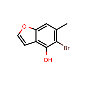 Chemical structure of 5-Bromo-6-methylbenzofuran-4-ol , CAS 3049225-81-9, AChemBlock AD279154