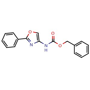 Chemical structure of Benzyl (2-phenyloxazol-4-yl)carbamate , CAS 32512-42-8, AChemBlock AD279158