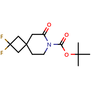 Chemical structure of tert-Butyl 2,2-difluoro-6-oxo-7-azaspiro[3.5]nonane-7-carboxylate , CAS 2955658-31-6, AChemBlock AD279159
