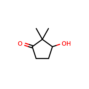 Chemical structure of 3-Hydroxy-2,2-dimethylcyclopentanone , CAS 59159-05-6, AChemBlock AD279162