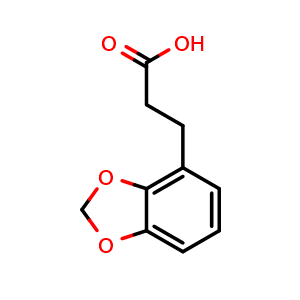Chemical structure of 1,3-Benzodioxole-4-propanoic acid , CAS 20974-68-9, AChemBlock AD279170
