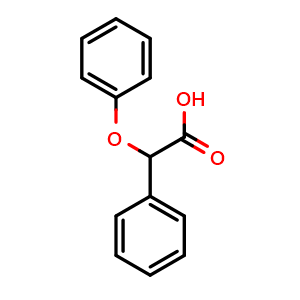 Chemical structure of 2-Phenoxy-2-phenylacetic acid , CAS 3117-38-2, AChemBlock AD279173