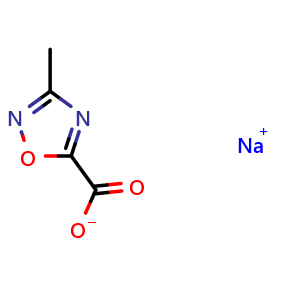 Chemical structure of Sodium 3-methyl-1,2,4-oxadiazole-5-carboxylate , CAS 1909326-07-3, AChemBlock AD279177