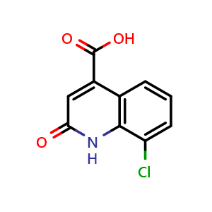 Chemical structure of 8-Chloro-2-oxo-1,2-dihydroquinoline-4-carboxylic acid , CAS 30333-56-3, AChemBlock AD279179