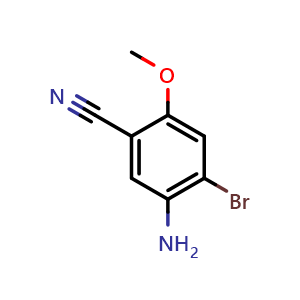 Chemical structure of 5-Amino-4-bromo-2-methoxybenzonitrile , CAS 2091537-83-4, AChemBlock AD279185