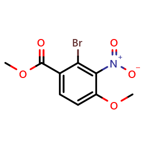 Chemical structure of Methyl 2-bromo-4-methoxy-3-nitrobenzoate , CAS 2241588-89-4, AChemBlock AD279186