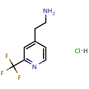 Chemical structure of 2-(2-(Trifluoromethyl)pyridin-4-yl)ethan-1-amine hydrochloride , CAS 2580230-19-7, AChemBlock AD279193