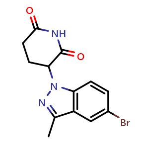 Chemical structure of 3-(5-Bromo-3-methyl-1H-indazol-1-yl)piperidine-2,6-dione , CAS 2888607-41-6, AChemBlock AD279223