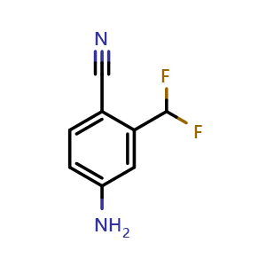 Chemical structure of 4-Amino-2-(difluoromethyl)benzonitrile , CAS 2275752-93-5, AChemBlock AD279228