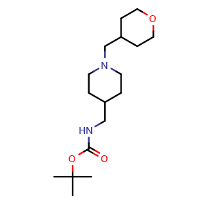 Chemical structure of tert-Butyl ((1-((tetrahydro-2H-pyran-4-yl)methyl)piperidin-4-yl)methyl)carbamate , CAS 935696-99-4, AChemBlock AD279229