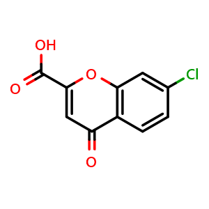 Chemical structure of 7-Chloro-4-oxo-4H-chromene-2-carboxylic acid , CAS 114741-22-9, AChemBlock AD279235
