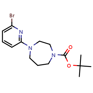 Chemical structure of tert-Butyl 4-(6-bromopyridin-2-yl)-1,4-diazepane-1-carboxylate , CAS 1152093-60-1, AChemBlock AD279236