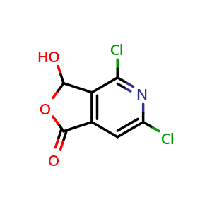 Chemical structure of 4,6-Dichloro-3-hydroxyfuro[3,4-c]pyridin-1(3H)-one , CAS 2837903-61-2, AChemBlock AD279247