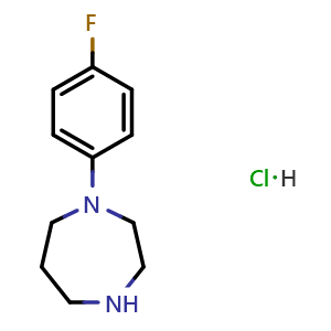 Chemical structure of 1-(4-Fluorophenyl)-1,4-diazepane hydrochloride , CAS 263409-96-7, AChemBlock AD279249