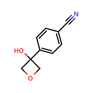 Chemical structure of 4-(3-Hydroxyoxetan-3-yl)benzonitrile , CAS 1085453-63-9, AChemBlock AD279262