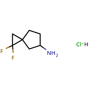Chemical structure of 1,1-Difluorospiro[2.4]heptan-5-amine hydrochloride , CAS 2248372-42-9, AChemBlock AD279265