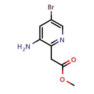 Chemical structure of Methyl 2-(3-amino-5-bromopyridin-2-yl)acetate , CAS 1805621-25-3, AChemBlock AD279269