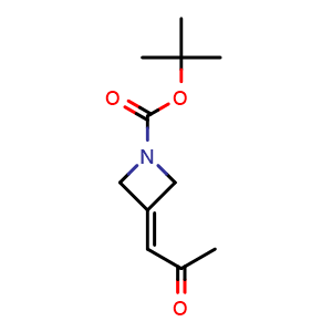 Chemical structure of tert-Butyl 3-(2-oxopropylidene)azetidine-1-carboxylate , CAS 1359655-71-2, AChemBlock AD279273