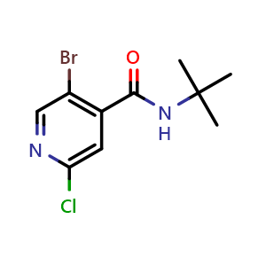Chemical structure of 5-Bromo-N-tert-Butyl-2-chloro-isonicotinamide , CAS 1876658-26-2, AChemBlock AD279275
