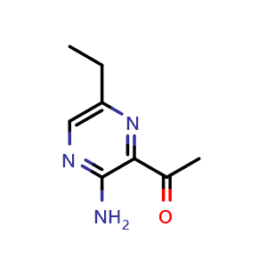 Chemical structure of 1-(3-Amino-6-ethylpyrazin-2-yl)ethan-1-one , AChemBlock AD279311