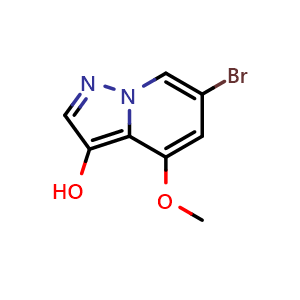 Chemical structure of 6-Bromo-4-methoxypyrazolo[1,5-a]pyridin-3-ol , AChemBlock AD279313