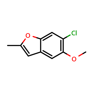 Chemical structure of 6-Chloro-5-methoxy-2-methylbenzofuran , AChemBlock AD279320