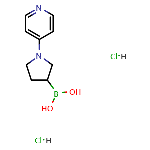 Chemical structure of 1-(4-Pyridyl)pyrrolidine-3-boronic acid dihydrochloride , AChemBlock AD279329