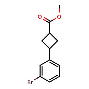 Chemical structure of Methyl 3-(3-bromophenyl)cyclobutane-1-carboxylate , AChemBlock AD279345