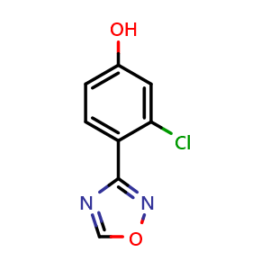 Chemical structure of 3-Chloro-4-(1,2,4-oxadiazol-3-yl)phenol , AChemBlock AD279350