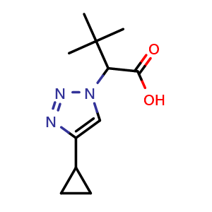 Chemical structure of 2-(4-Cyclopropyl-1H-1,2,3-triazol-1-yl)-3,3-dimethylbutanoic acid , AChemBlock AD279357