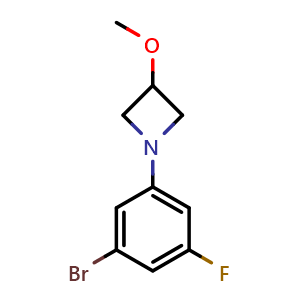 Chemical structure of 1-(3-Bromo-5-fluorophenyl)-3-methoxyazetidine , AChemBlock AD279358