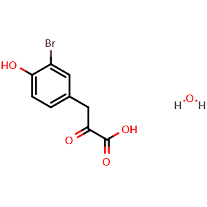 Chemical structure of 3-(3-Bromo-4-hydroxyphenyl)-2-oxopropanoic acid hydrate , AChemBlock AD279368