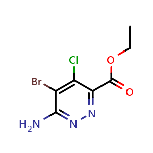 Chemical structure of Ethyl 6-amino-5-bromo-4-chloropyridazine-3-carboxylate , AChemBlock AD279373