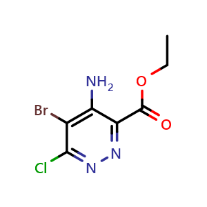 Chemical structure of Ethyl 4-amino-5-bromo-6-chloropyridazine-3-carboxylate , AChemBlock AD279374