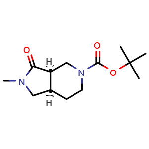 Chemical structure of (3aR,7aR)-5-Boc-2-methylhexahydro-1H-pyrrolo[3,4-c]pyridin-3(2H)-one , AChemBlock AD279375